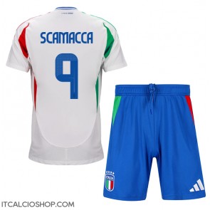 Italia Gianluca Scamacca #9 Seconda Maglia Bambino Europei 2024 Manica Corta (+ Pantaloni corti)